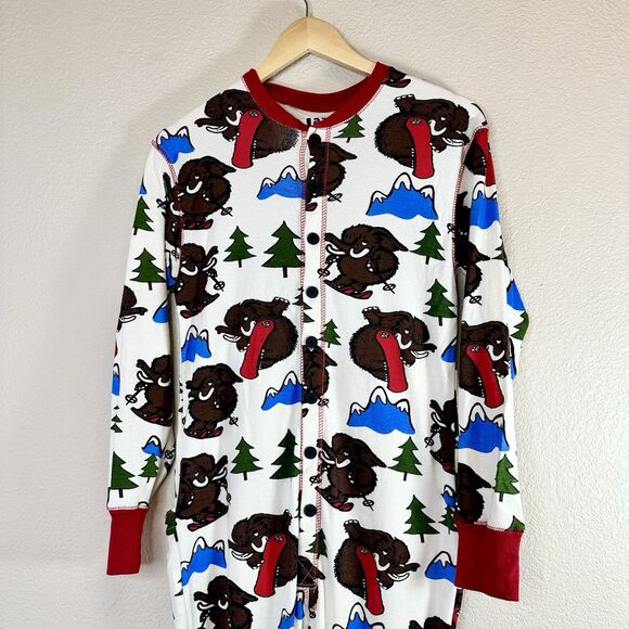 Lazy One Pajamas Size XS Red White Mammoth Flapjack Tailgate Long John - Picture 3 of 7